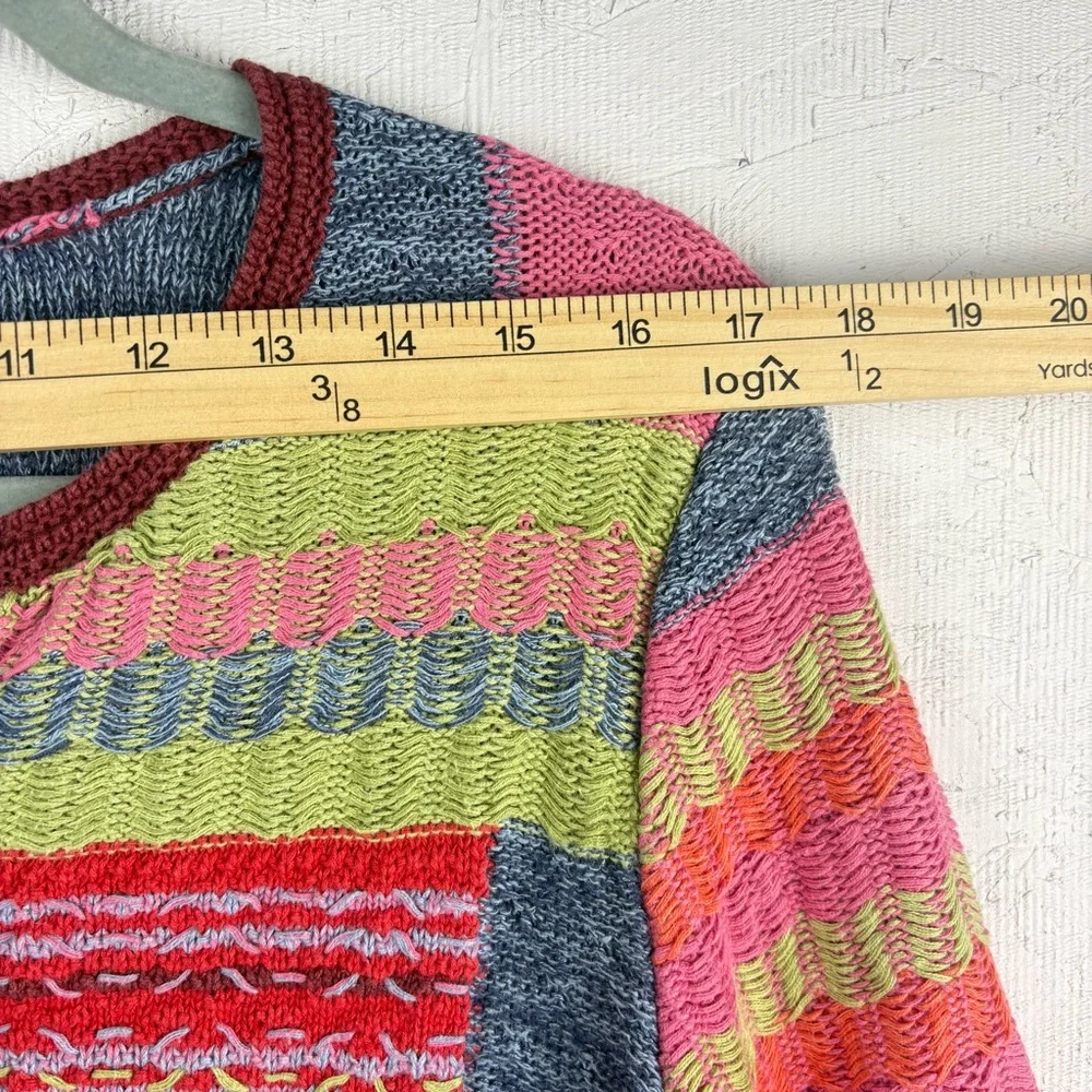 Christopher & Banks Colorful Patchwork Women's Sweater Hand Embroidered Medium - Picture 5 of 9